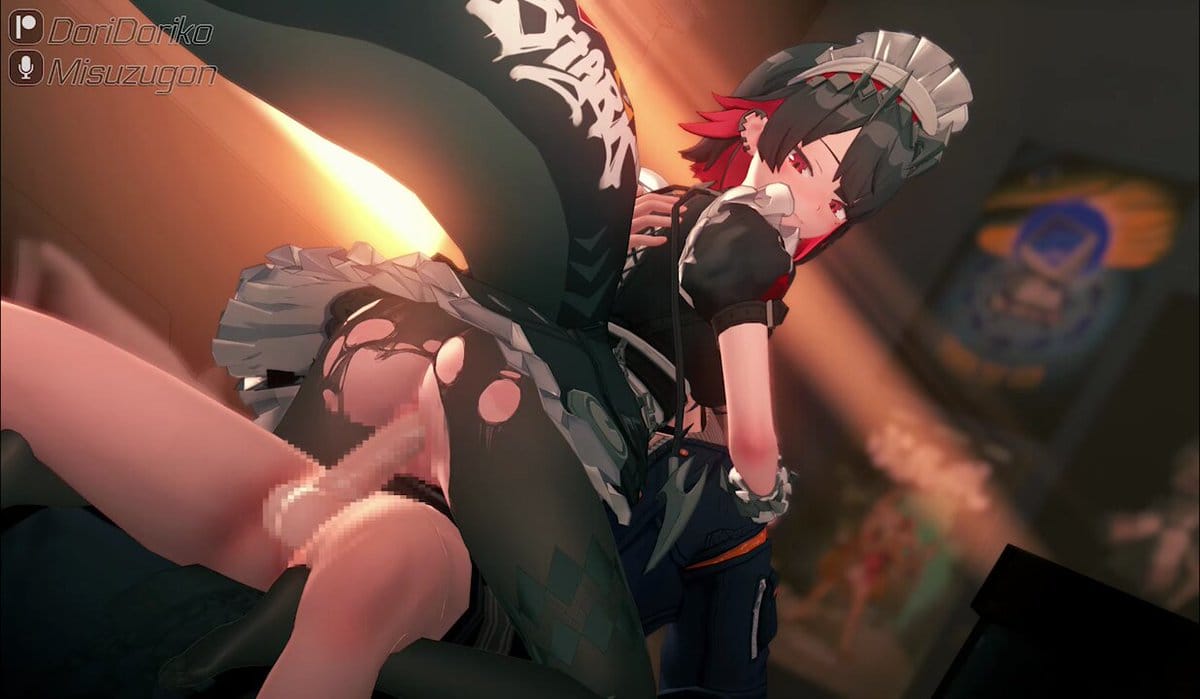 エレンジョーがまたがってベロチューセックスしちゃう3Dエロアニメ