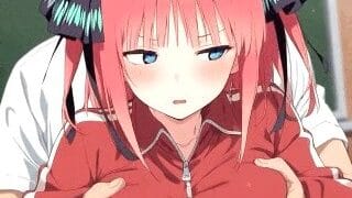 【エロアニメ】中野二乃のむちむちおっぱい揉みまくるエロアニメ