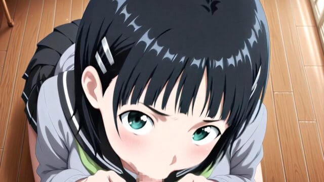 【エロアニメ】桐ヶ谷直葉にちんちんしゃぶしゃぶしてもらうエロアニメ