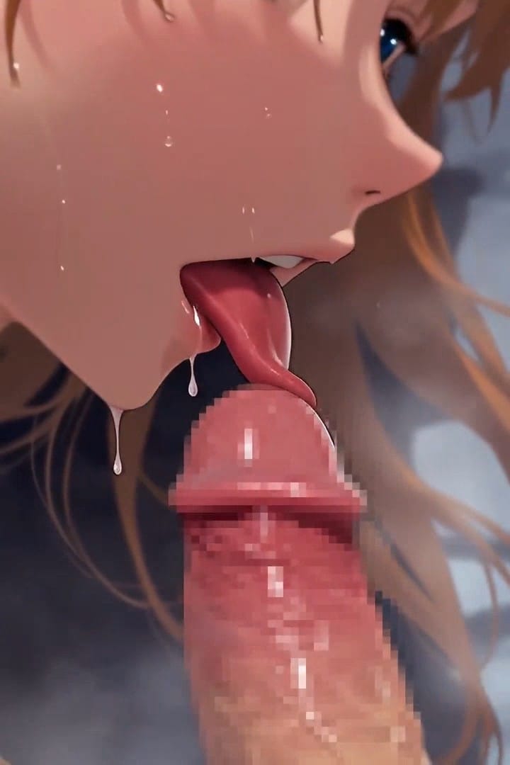 【エロアニメ】亀頭を舐めまわすアスカ♥
