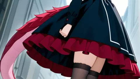 【エロ画像】黒青グラデーションツインテール×貧乳・微乳_AI_アニメエロ画像